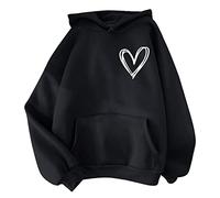 Generisch Oversize Pullover Women's Hooded Long Sleeve Shirt Women's Cotton Hoodie Hilfiger Blouse with Hood Hoodie Drawstring Tops Comfortable Sprotshit Sports Running Jacket Tops with Pockets, White