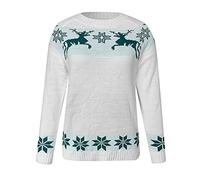 Generisch Oversize Pullover Women's Knitted Jumper Thermal Sweat Pullover Casual Loose Tops Comfortable Tops Long Sleeve Printed Jumper Teenager Girls Cute Hoodies Casual Look for Everyday Use, White