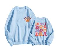 Generisch Oversize Sweatshirt Women's Summer Sweatshirt "In My Dog Mom" for Women, Crew Neck Sweatshirt with Dog Mum Motif, Tops Leisure Women's Sweatshirt Without Hood Summer, blue, XXL