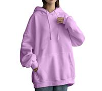 Generisch Oversized Hoodie Women's Long Sleeve Sweatshirt with Hood Oversized Hoodie Autumn Winter Hoody Long Sleeve Shirt Plain Casual Tops Loose Casual Basic Hoodie with Pockets, purple, L