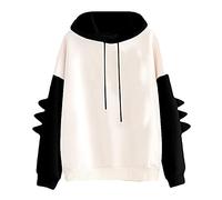 Generisch Oversized Pullover Women's Printed Cardigan, Formal Suit, Long Sleeve, Business, Office, Jacket, Coat, Blouse, Pullover with Colour Gradient, black, M