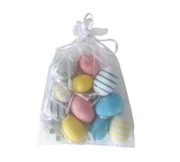 Generisch Pack of 12 Mini PP Easter Egg Ornaments for Decoration, 1.2 x 1.6 Inch Small Fake Eggs, Multicoloured Craft Fillers for Party Baskets, Lightweight Spring Holiday Table Scatter