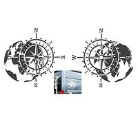 Generisch Pack of 2 Compass Stickers See Cover Picture, Silhouette Sticker (302/5) (Dark Grey Matte, 20 x 19 cm)