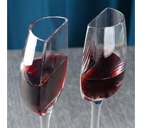 Generisch Pack of 2 Half Wine Glasses 140 ml Champagne Glasses Fun Red Wine Cups Wine Glasses Half Glass Reusable Glass with Long Handle Gift for Christmas Easter