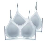 Generisch Pack of 2 Women's Bra without Underwire, V-Neck Seamless Push Up Bra, Ultra Thin Ice Silk Comfort Underwear, Padded Bustier, Soft Invisible Women's Bras, Comfortable T-Shirt, Soft Bra, N