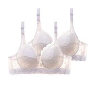 Generisch Pack of 2 Women's Lace Bra Large Sizes Unpadded Bustier Ultra Thin Comfort Breathable Bra with Lace Details Lace Top Adjustable Shoulder Strap Bralette for Everyday Use, Wh1, 42B