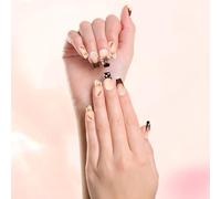 Generisch Pack of 24 Ballerina False Nails Press On Nails Lace False Nails Fake Nails 3D Flower Design Pastel Colours Self-Adhesive Shiny Pink and Brown Networking