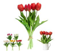 Generisch Pack of 5 Artificial Tulips, Tulips, Artificial Like Real, Tulip Bouquet, Real Touch Like Real, High-Quality Spring Decoration for Vases, Arrangements, Party, Wedding, Birthday, Garden (A)