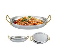 Generisch Paella Pan, Fish Pan Made of Stainless Steel, with Two Handles, Kitchen Cookware, Induction Suitable Paella Pan, Spanish Paella Pan for Cooking, Outdoor, Camping, Festivals and Restaurants