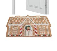 Generisch Paillasson Noël d'Épices, 80 x 50 cm Hiver Tapis Porte Touffeté Antidérapant Absorbant | Motif Maison Gourmande Pour Porche, Salle de Bain, Intérieur, Extérieur, Entrée Festive