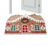 Generisch Paillasson Noël d'Épices, 80 x 50 cm Hiver Tapis Porte Touffeté Antidérapant Absorbant | Motif Maison Gourmande Pour Porche, Salle de Bain, Intérieur, Extérieur, Entrée Festive