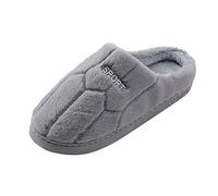 Generisch Pair of Men's Winter Indoor Home Plus Velvet Warm Thick Bottom Non-Slip Cotton Slippers, gray, 7 UK