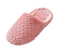 Generisch Pair of Models Jacquard Japanese Soft Floor Mute Velvet Slippers Non Slip Wooden Floor Indoor Cotton Slippers, red, 5 UK