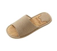 Generisch Pair of Models Shoes Non-Slip Flip Flops Flax Slippers Indoor Bedroom Four Seasons Linen Slippers For Men, coffee, 8 UK