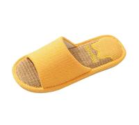 Generisch Pair of Models Shoes Non-Slip Flip Flops Flax Slippers Indoor Bedroom Four Seasons Linen Slippers For Men, orange, 4 UK