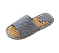 Generisch Pair of Models Shoes Non-Slip Flip Flops Flax Slippers Indoor Bedroom Four Seasons Linen Slippers For Men, navy, 10 UK