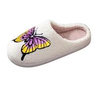 Generisch Pair of Winter Butterfly Animal Pattern Cartoon Large Size Warm Padded Cotton Slippers 254, purple, 12 UK