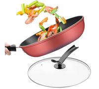 Generisch Pan for eggs, induction suitable frying pan with lid, ergonomic frying pan as kitchen accessory for preparing breakfast, snacks, omelet, pancakes and steak