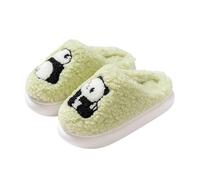 Generisch Panda Slippers for Children Slip-On Slippers Cute Funny and Comfortable Children's Shoes Soft Warm Winter Slippers Plush Slippers Hut Shoes Boys and Girls, Green, 2 UK