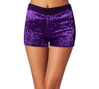 Generisch Papa Shorts Women Sequin Shorts Disco Hot Pants Shiny Glitter Jazz Mini Shorts Stretch Dance Pro Shorts Women Black, purple, L