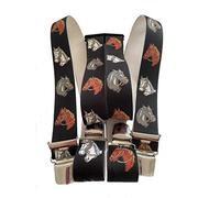 Generisch Parant: Suspenders Rider Horse Austria Vienna Horse Design 35 mm Wide in H-Shape with 4 Extra Strong Clips Plain - Black - One size