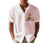 Generisch Parrot And Margarita Drinking Shirt Waffle Knit Button Down Shirt Mens Holiday Shirts, pink, M