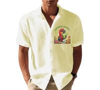 Generisch Parrot And Margarita Drinking Shirt Waffle Knit Button Down Shirt Mens Holiday Shirts, yellow, XXL