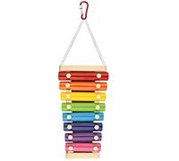 Generisch Parrot Macaw Chicken Toy for Chicken Xylophone Dangle Bird Toy with 8 Metal Keys Colorful Rainbow