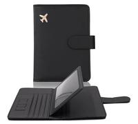 Generisch Passport Holder with RFID Blocker, Magnetic Closure, Made of PU Leather, Versatile Travel Document Folder for Men and Women, ID Pocket Documents, Credit Card Protective Case, black, standard