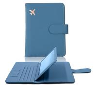 Generisch Passport Holder with RFID Blocker, Magnetic Closure, Made of PU Leather, Versatile Travel Document Folder for Men and Women, ID Pocket Documents, Credit Card Protective Case, blue, standard