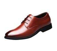 Generisch Patent Shoes Men's Suit Shoes Pointed Toe Breathable Slip On Business Shoes Plain Soft Sole Cushioning Formal Shoes Outdoor Business Oxford Derby Shoes with Laces, 39-41.5 EU, brown, 8.5 UK
