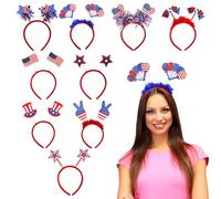 Generisch Patriotic Headband, Patriotic Head Boppers, Red White Head Boppers, 9 x Memorial Day Independence Day Accessories for Parades, Barbecues, Events, Costumes and Celebrations
