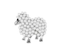 Generisch Pearl White Sheep Lamb Goat Brooch Perfume Brooch Large Women Brooch (A, One Size)