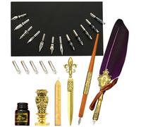 Generisch Pen and Ink Set, Antique Nib for Writing - Pen Ink Set Includes Dip Pen, Ink, Replacement Tips, Envelope Tool, Romantic Vintage Valentine's Gift