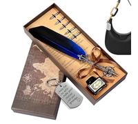 Generisch Pen & Ink Set - Gentle Writing with Replacement Nibs - Elegant Feather Ink Writing Set, for Diary Writing, Signatures, Exercise, Beginners, Birthday, Christmas