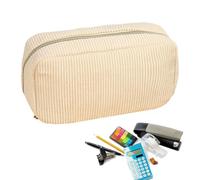 Generisch Pencil Case - Pencil Case with Large Capacity and Zip, Large Corduroy, Cute for Children, Large Storage Box Organiser, Organiser Makeup, Cream Colored, see description, See description