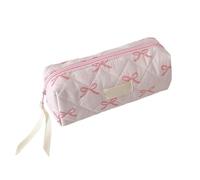 Generisch Pencil Case, Women's Pouch - Stylish Storage Cute, for Stationery Rulers, Erasers, School Materials, Cosmetics & Makeup | Multipurpose Outdoor Indoor Utility, Pink and White, Siehe