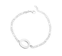 Generisch Personalised Initial Bracelet, Silver Plated Steel Letter Bracelet, Dainty Steel Bracelet, Delicate Disc, Name Bracelet for Women and Girls Watch Rubber, one size, Titanium steel, No