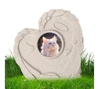 Generisch Pet Memorial Stone - Decorative Garden Stone with Heart Shape, Heart-Shaped Keepsake with Photo Insert for Cemetery Decoration
