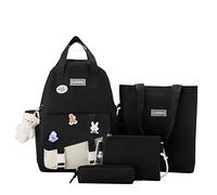 Generisch Photo Backpacks Waterproof School Bag Backpack Handbag and Pens and Purse Four Piece Set Cool Backpacks Girls Teenagers, black, Einheitsgröße, Traditional Backpacks