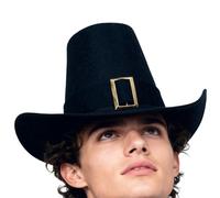 Generisch Pilgrim Hat Men's Thanksgiving Adjustable Costume Accessories Retro Felt Hat Accessory for Costumes for Adults Teenagers Men Photo School Theatre Party Festivals Cosplay