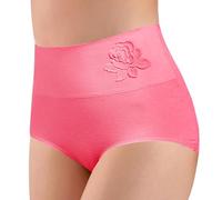 Generisch Plain Comfortable High Waist Hip Lifting Effect Briefs for Women Ladies Boots, Red (watermelon red), XXL
