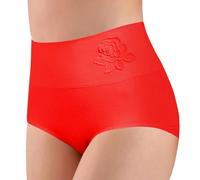 Generisch Plain Comfortable High Waist Hip Lifting Effect Briefs for Women Ladies Boots, red, XL
