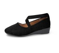 Generisch Plain Elastic Casual Shoes Slip-On Temperament Comfortable Shoes, black, 8.5 UK