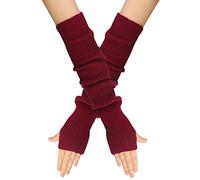 Generisch Plain Knitted Fingerless Gloves with Warm Unisex Gloves (RD2, One Size)