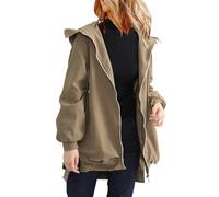 Generisch Plain Sports Jacket with Pockets, Zip Sweatshirt, Casual Sun Protection Hoody, Lightweight Waterproof Women's Rain Jacket, Windproof Pullover, Comfortable Tops with Hood, coffee, L