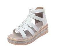 Generisch Platform Sandals for Women with Versatile Band Optics Open Toe Ankle Strap - Modern Slide Shoes for Everyone, White, 6 UK