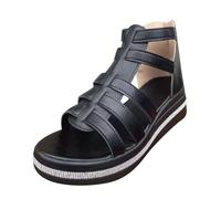 Generisch Platform Sandals for Women with Versatile Band Optics Open Toe Ankle Strap - Modern Slide Shoes for Everyone, black, 5 UK