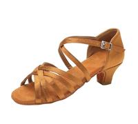 Generisch Platform Sandals Women's Low Dance Shoes for Ballroom, Tango, Latin, khaki, 8.5 UK