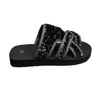 Generisch Platform Sandals, Women's Slippers with Glitter, Wide Feet, Lightweight Slippers, Soft Non-Slip Slip-On Slippers, Portable Slippers, Comfortable Holiday Slippers, Pool Shoes, black, 9 UK